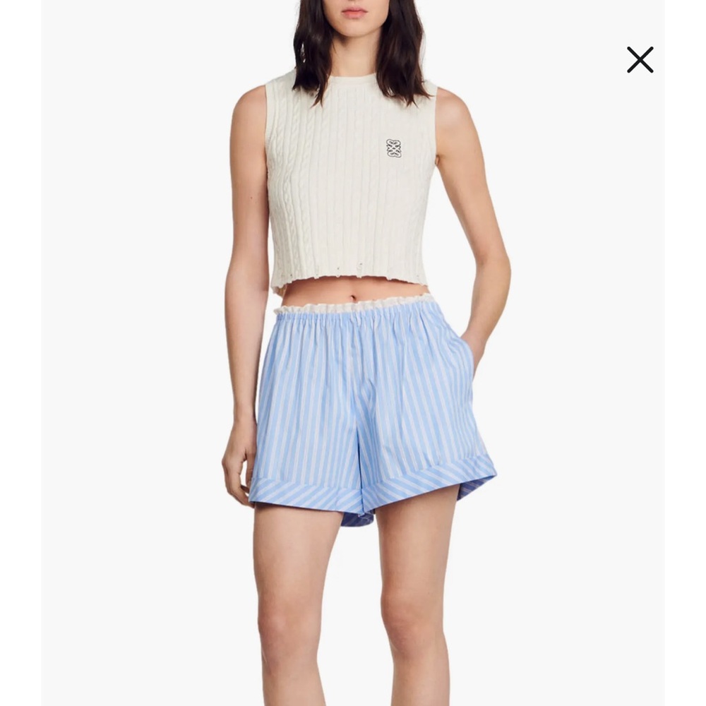 Sandro Blue Striped Women's Shorts